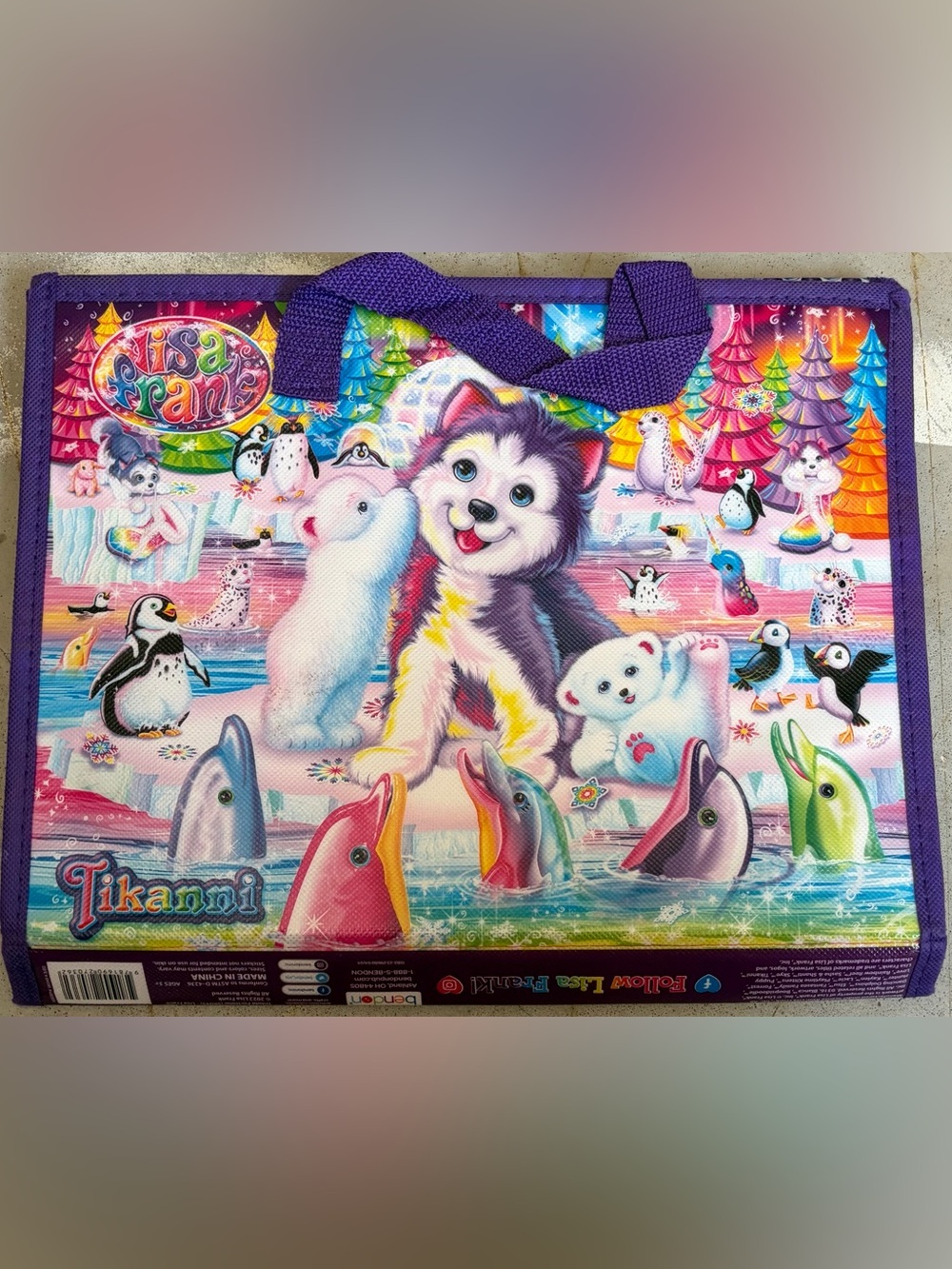 Lisa Frank Tikanni Husky Trifold Organizer Portfolio Tote Case